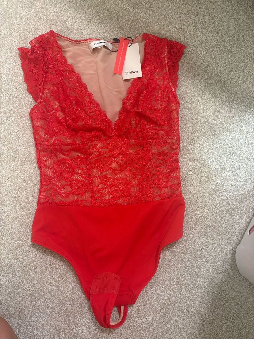 Poplush Red Lace Bodysuit